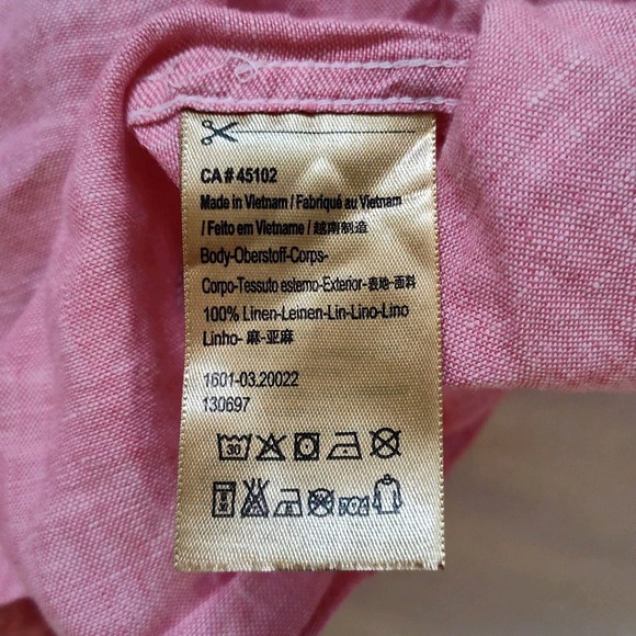 Scotch & Soda Mens Size XXL Pink Linen Button Up Long Sleeve Shirt - Picture 10 of 12